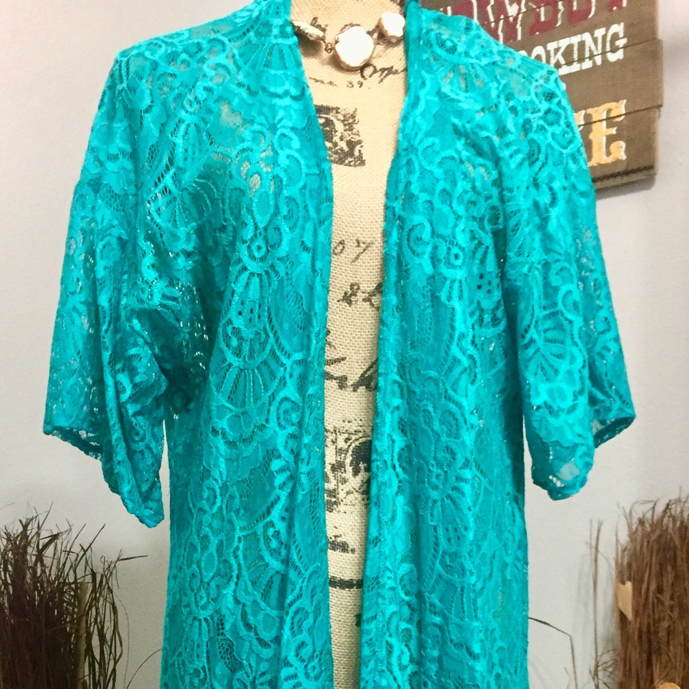 Turquoise Lace Duster.